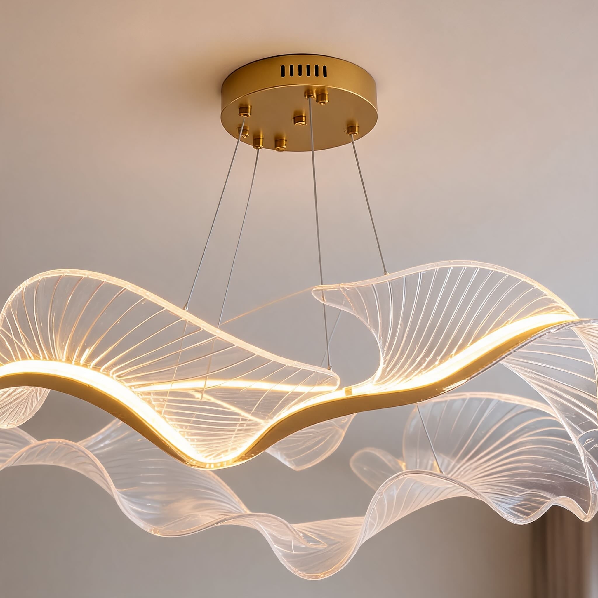 Adjustable Energy-Efficient LED Glass & Metal Chandelier