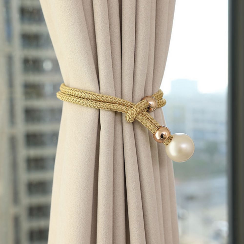Adjustable Faux Pearl Curtain Tiebacks (2-Piece Set)