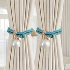 Adjustable Faux Pearl Curtain Tiebacks (2-Piece Set)
