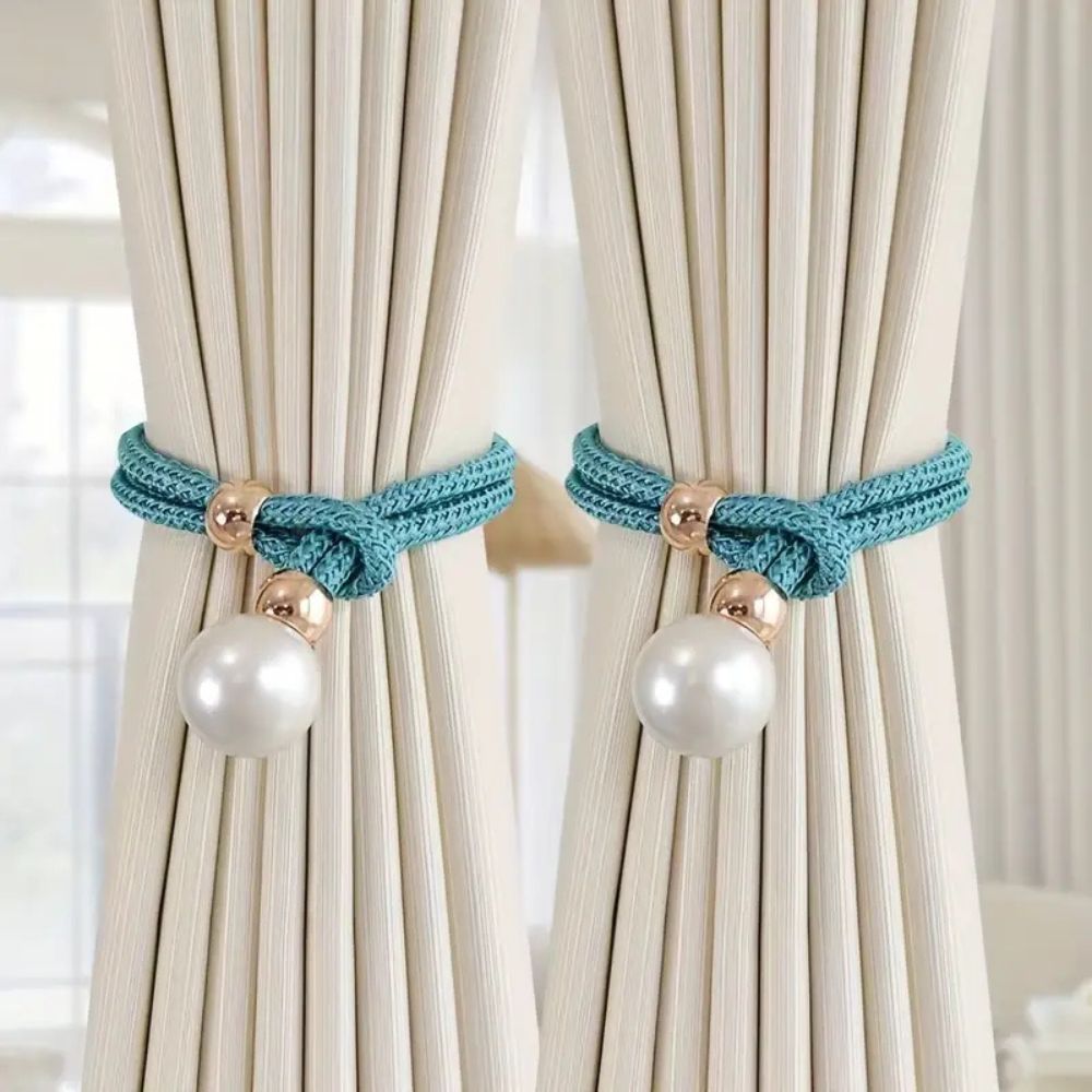 Adjustable Faux Pearl Curtain Tiebacks (2-Piece Set)