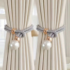 Adjustable Faux Pearl Curtain Tiebacks (2-Piece Set)