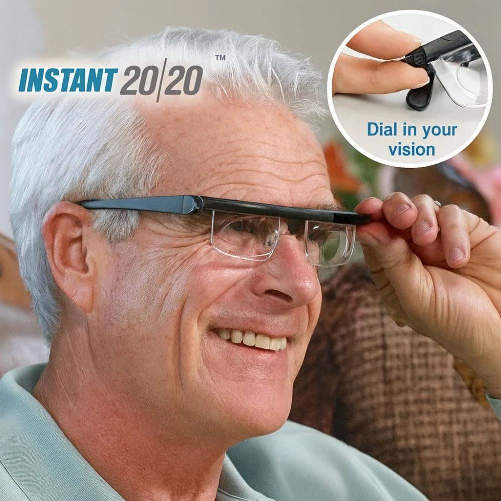 Adjustable Focus Glasses Dial-Adjustable Lightweight Polycarbonate Impact-Resistant Lenses