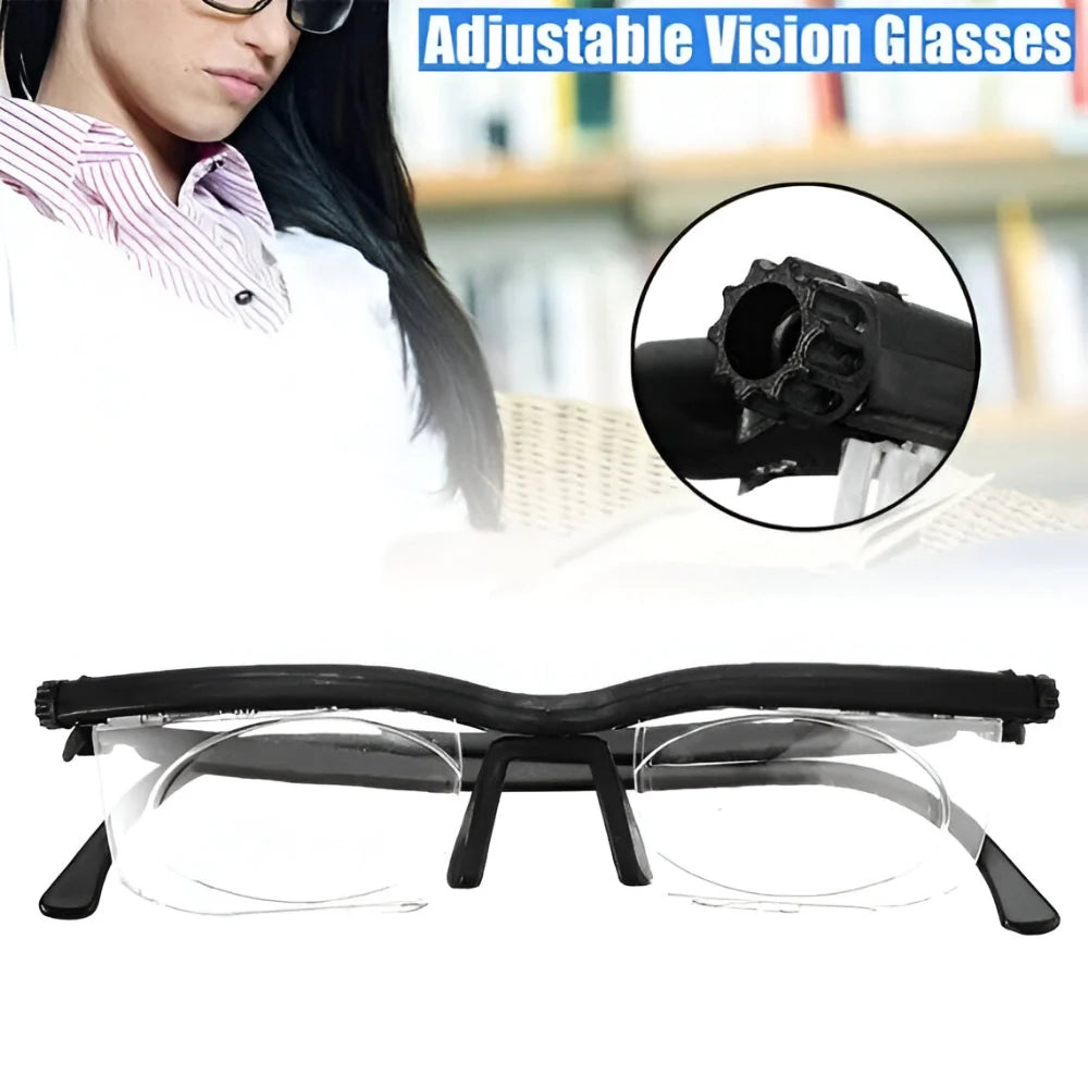 Adjustable Focus Glasses Dial-Adjustable Lightweight Polycarbonate Impact-Resistant Lenses