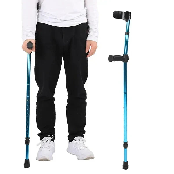 Adjustable Folding Crutch Ergonomic Grip & Non-Slip Tip