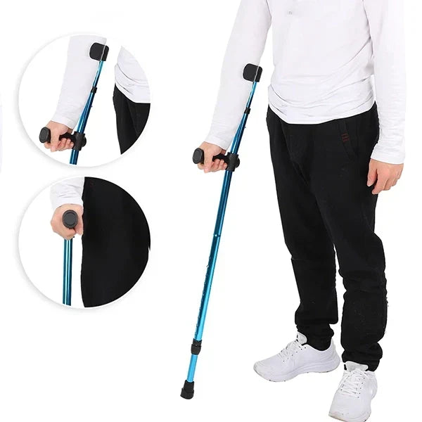 Adjustable Folding Crutch Ergonomic Grip & Non-Slip Tip