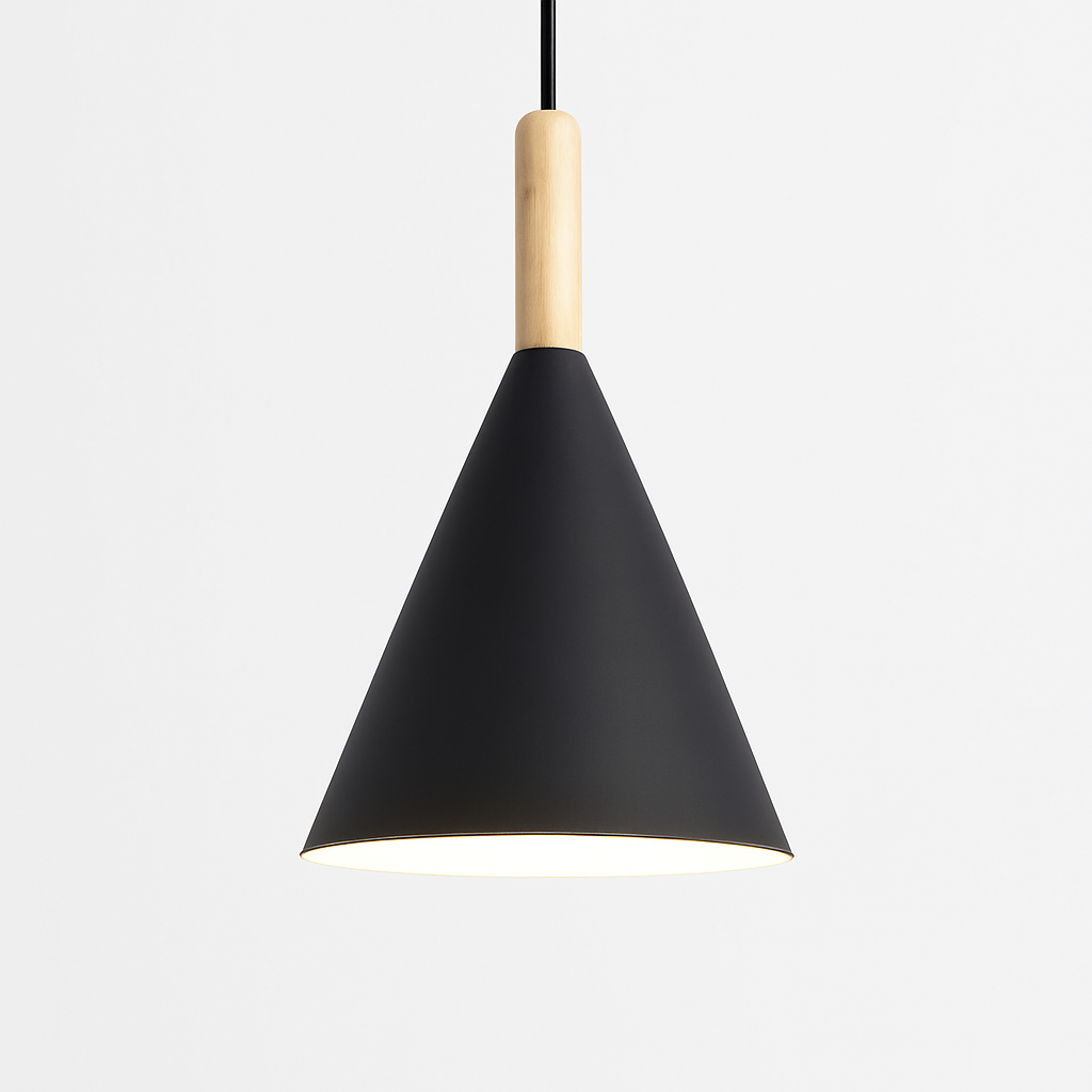 Adjustable Height Metal & Wood Pendant Light