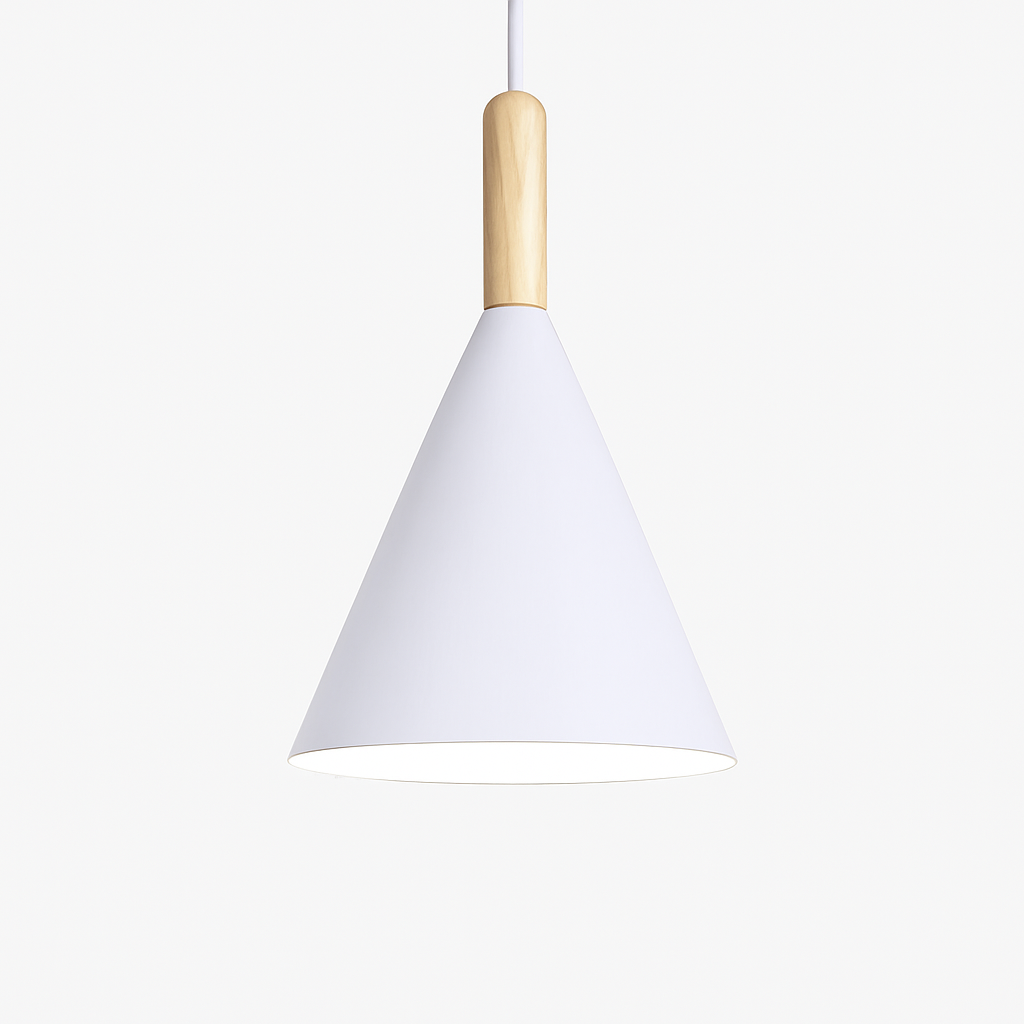 Adjustable Height Metal & Wood Pendant Light