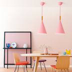 Adjustable Height Metal & Wood Pendant Light