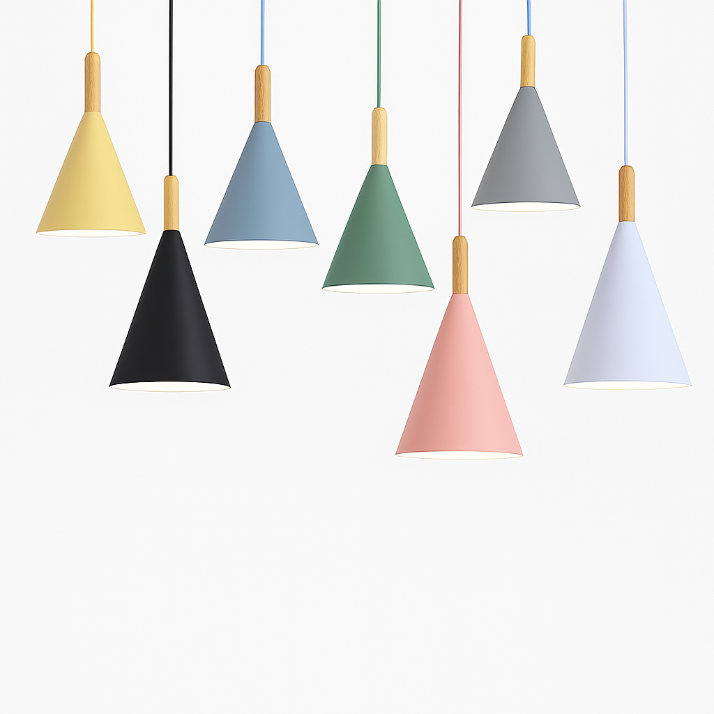 Adjustable Height Metal & Wood Pendant Light