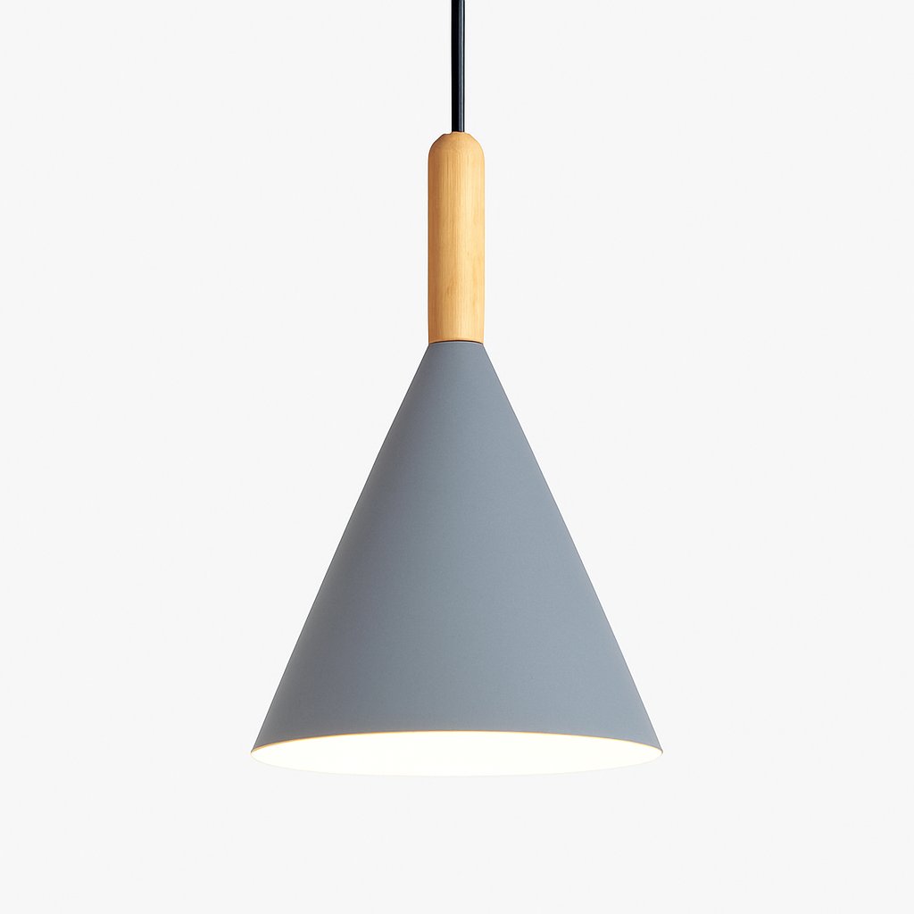 Adjustable Height Metal & Wood Pendant Light