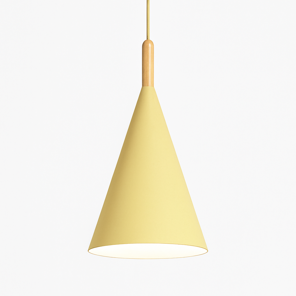 Adjustable Height Metal & Wood Pendant Light