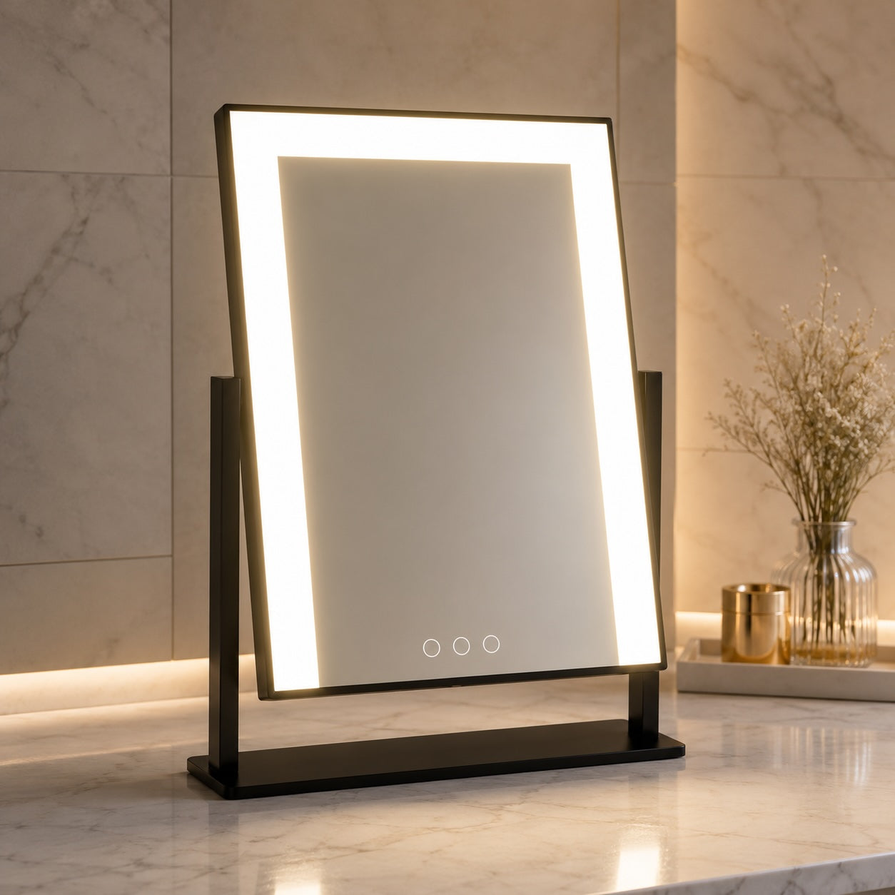 Adjustable LED Touch-Control 15x Magnifying Vanity Mirror