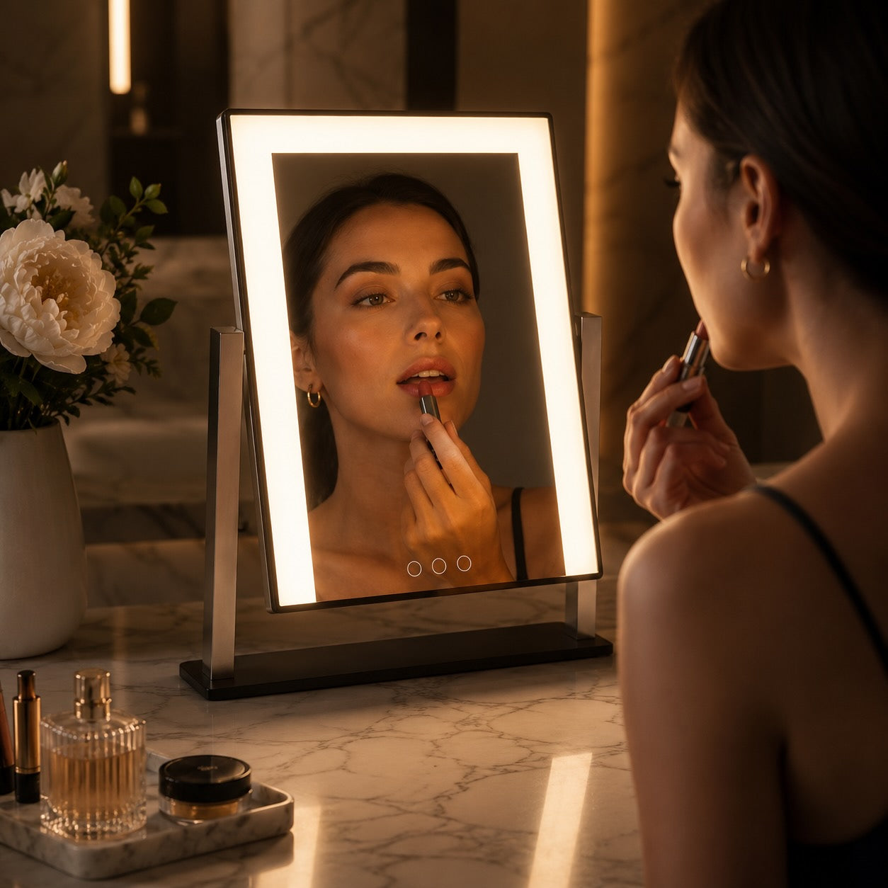 Adjustable LED Touch-Control 15x Magnifying Vanity Mirror