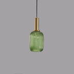 Adjustable Length Striped Glass Pendant Light (E26 Base)