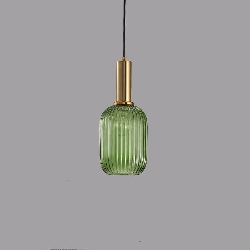 Adjustable Length Striped Glass Pendant Light (E26 Base)