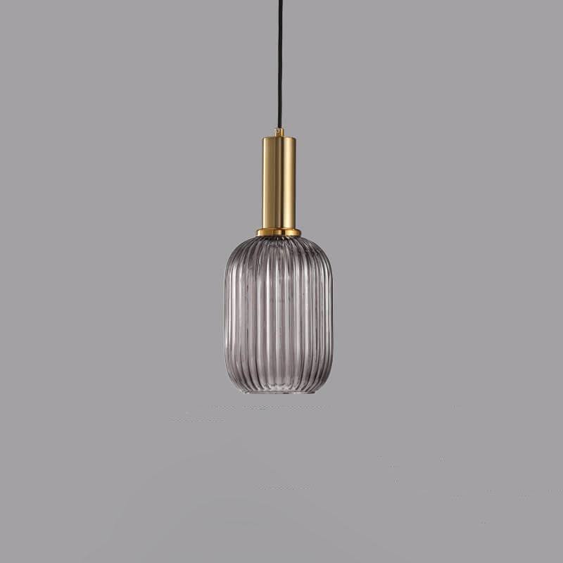 Adjustable Length Striped Glass Pendant Light (E26 Base)