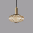 Adjustable Length Striped Glass Pendant Light (E26 Base)
