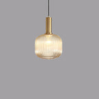 Adjustable Length Striped Glass Pendant Light (E26 Base)