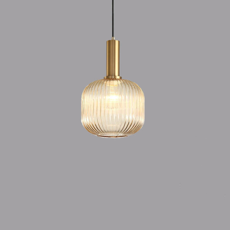 Adjustable Length Striped Glass Pendant Light (E26 Base)