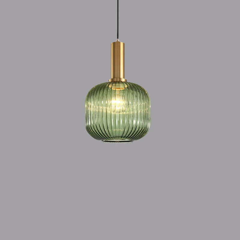 Adjustable Length Striped Glass Pendant Light (E26 Base)