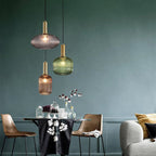 Adjustable Length Striped Glass Pendant Light (E26 Base)