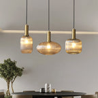 Adjustable Length Striped Glass Pendant Light (E26 Base)