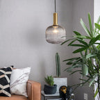 Adjustable Length Striped Glass Pendant Light (E26 Base)