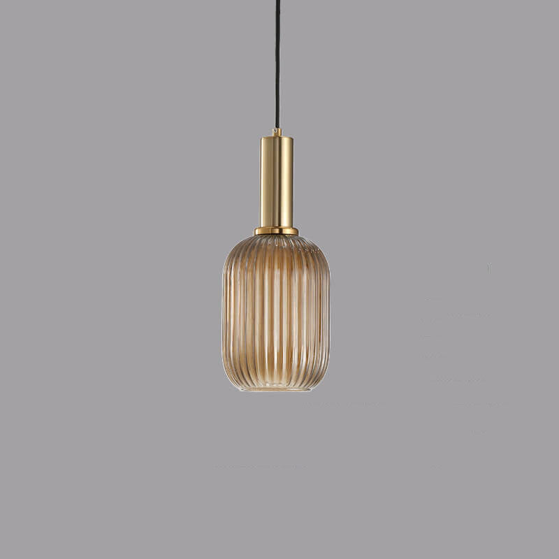 Adjustable Length Striped Glass Pendant Light (E26 Base)