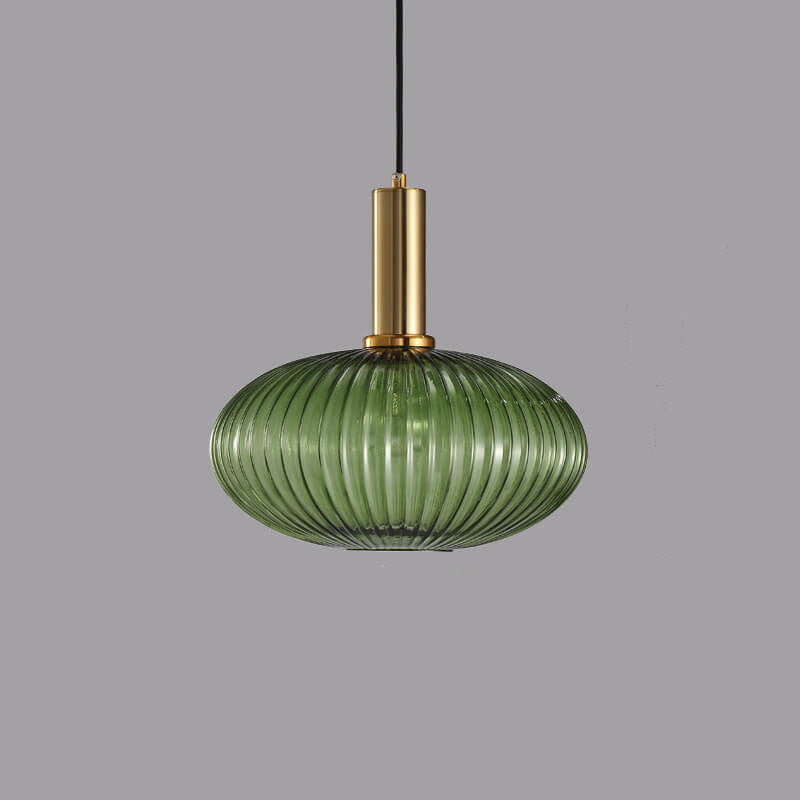 Adjustable Length Striped Glass Pendant Light (E26 Base)