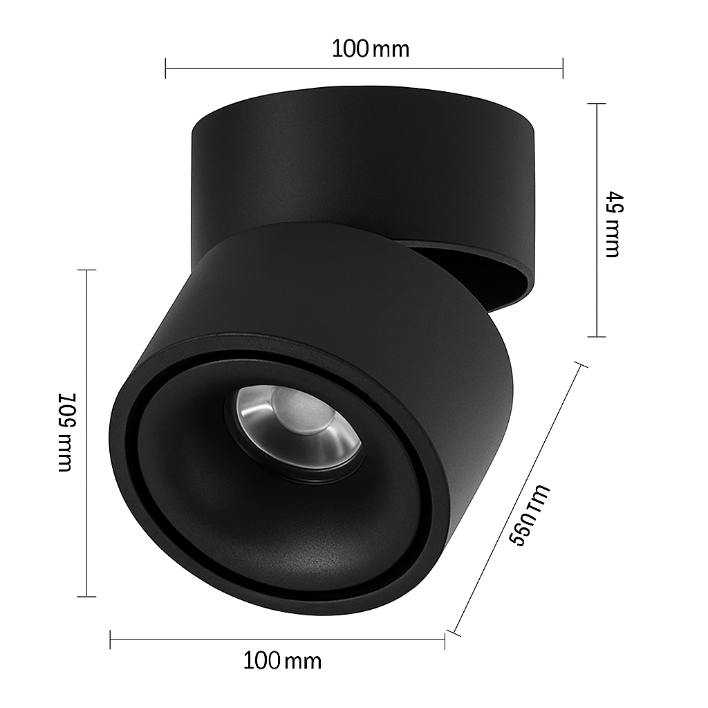 Adjustable Matte Aluminum Ceiling Spotlight (Surface-Mount)