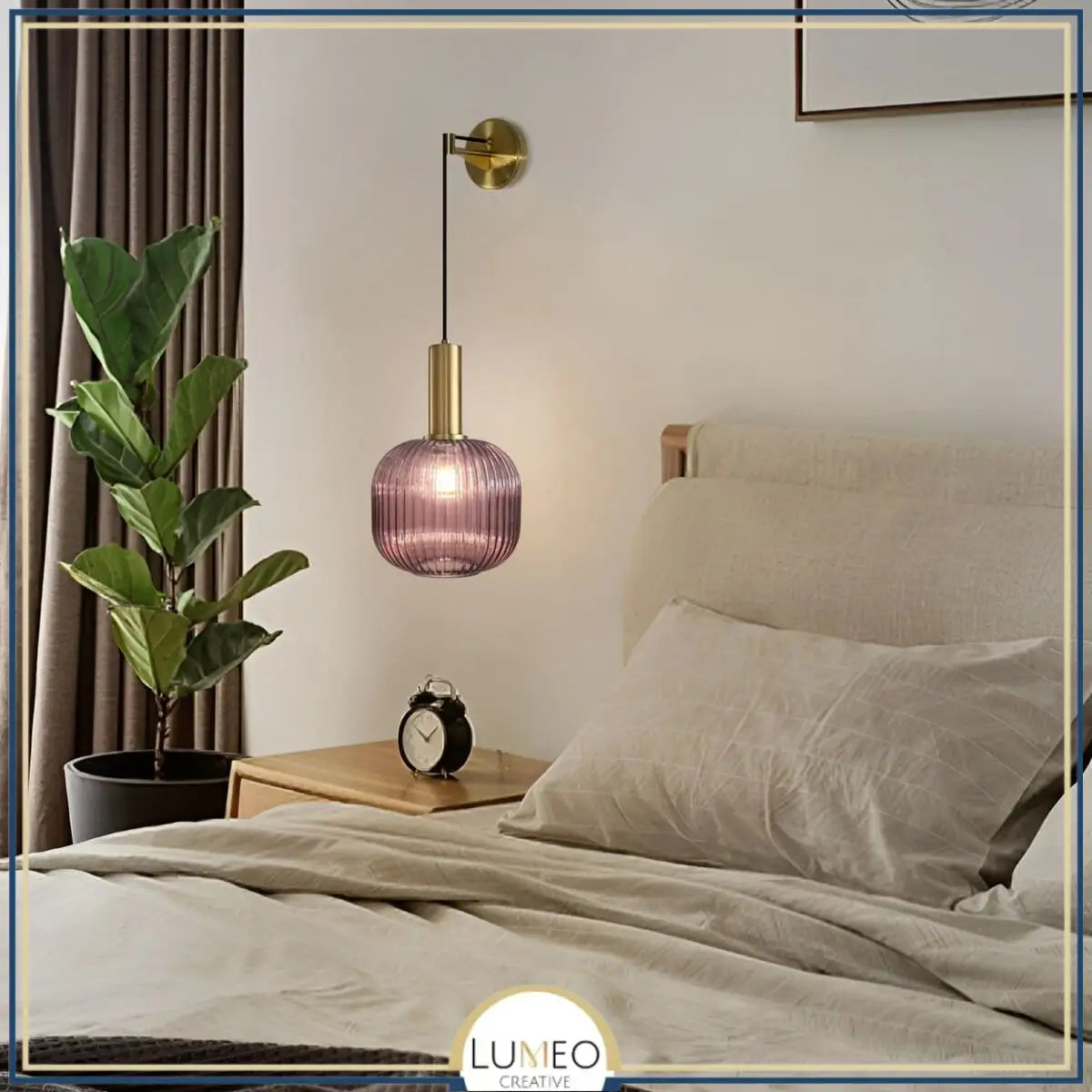 Adjustable Mouth-Blown Ribbed Glass Pendant Lamp