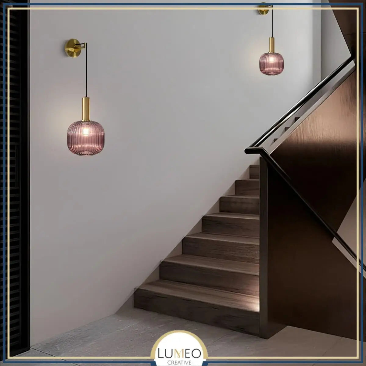 Adjustable Mouth-Blown Ribbed Glass Pendant Lamp
