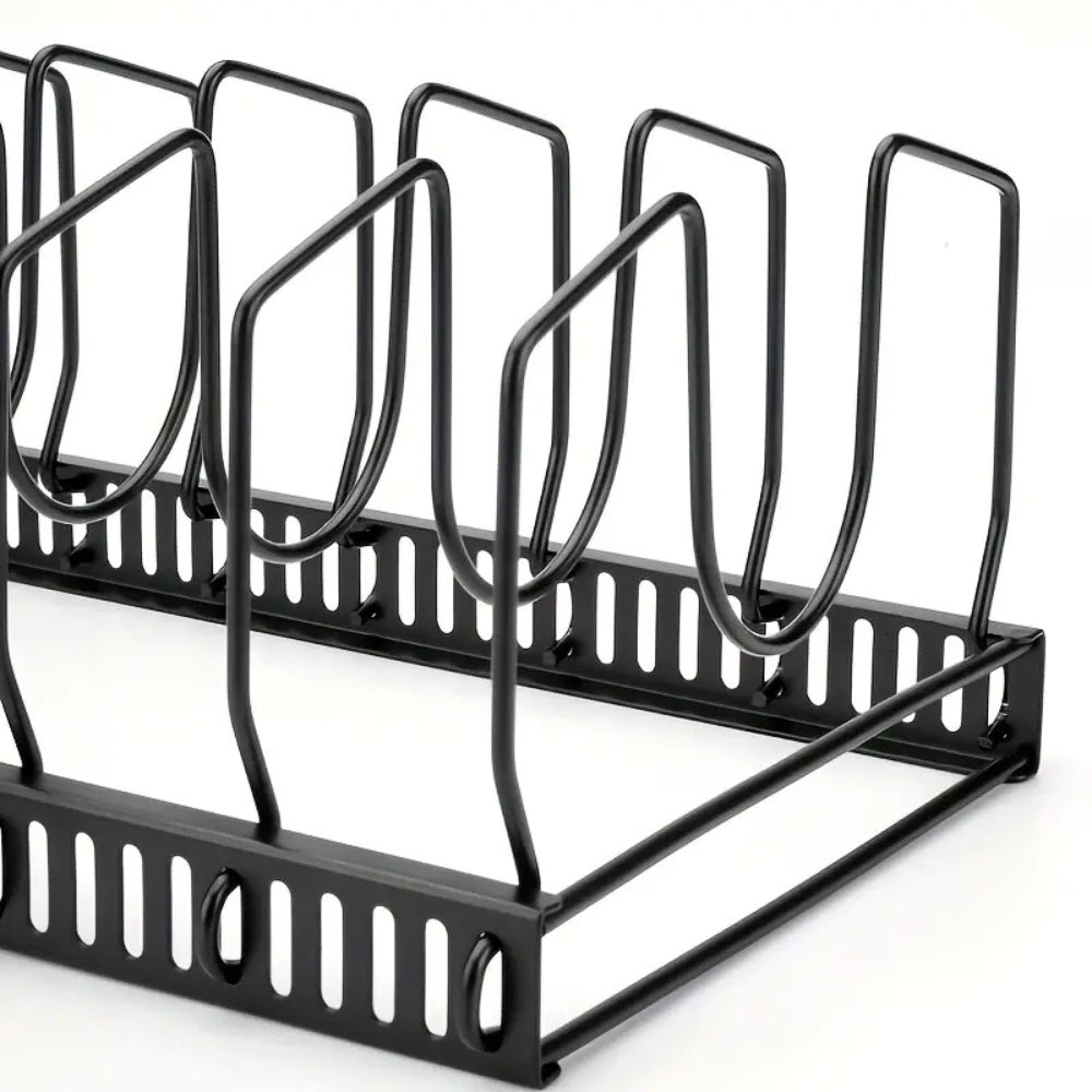 Adjustable Slots & Durable Iron Pot Lid & Utensil Organizer