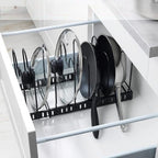 Adjustable Slots & Durable Iron Pot Lid & Utensil Organizer