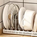 Adjustable Slots & Durable Iron Pot Lid & Utensil Organizer