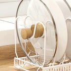 Adjustable Slots & Durable Iron Pot Lid & Utensil Organizer