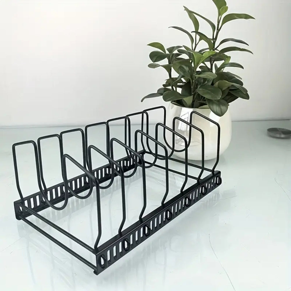 Adjustable Slots & Durable Iron Pot Lid & Utensil Organizer