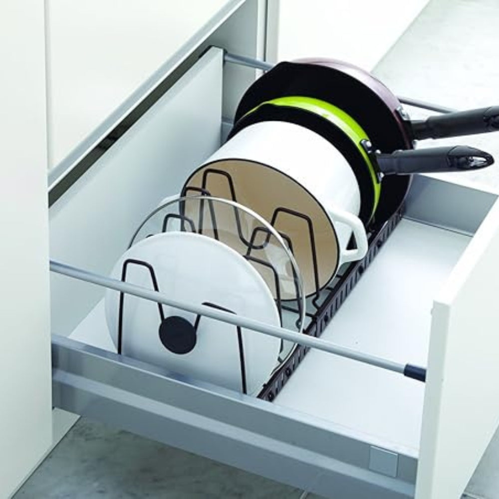 Adjustable Slots & Durable Iron Pot Lid & Utensil Organizer
