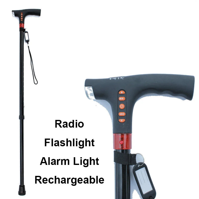 Adjustable Walking Stick Built-In Light & Emergency Alert