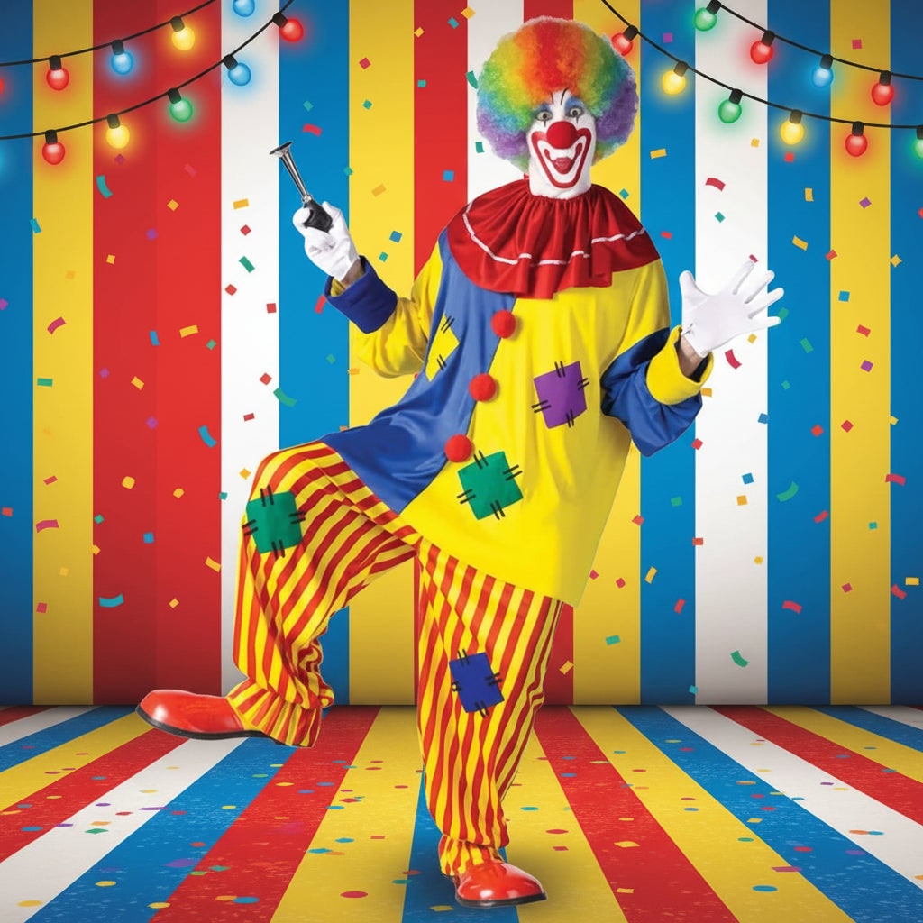 Adult Clown Costume Colorful Comfortable Optional Wig