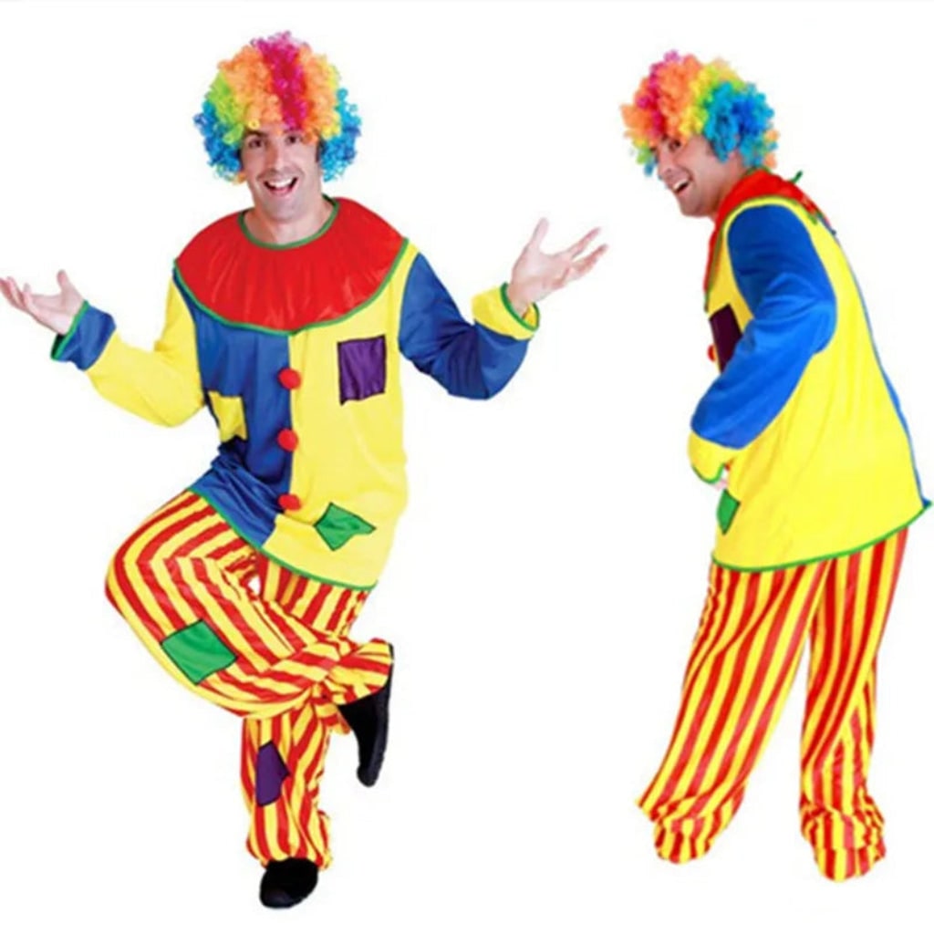 Adult Clown Costume Colorful Comfortable Optional Wig