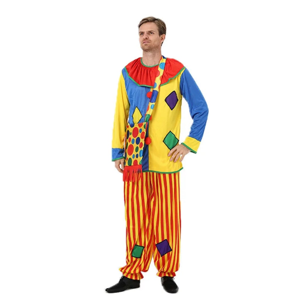 Adult Clown Costume Colorful Comfortable Optional Wig