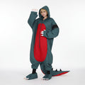 Adult Dinosaur Costume Hooded Jumpsuit Wig & Shoe Covers