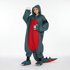 Adult Dinosaur Costume Hooded Jumpsuit Wig & Shoe Covers