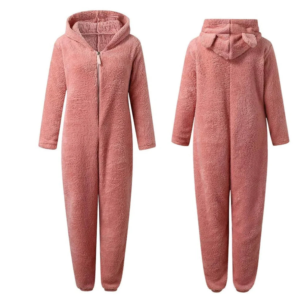 Adult Onesie Super-Soft Fleece Hooded Zip Front