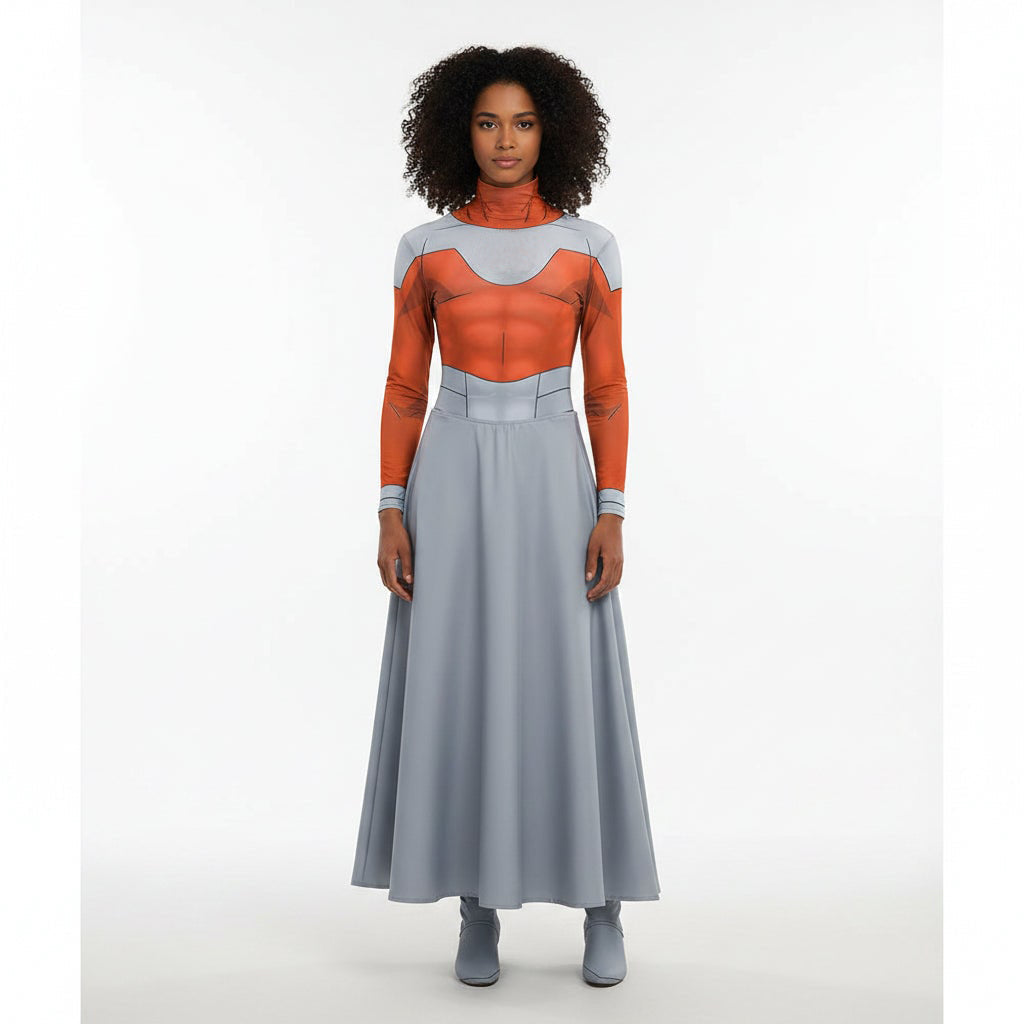 Adult Space Costume Red & Gray Top & Pants