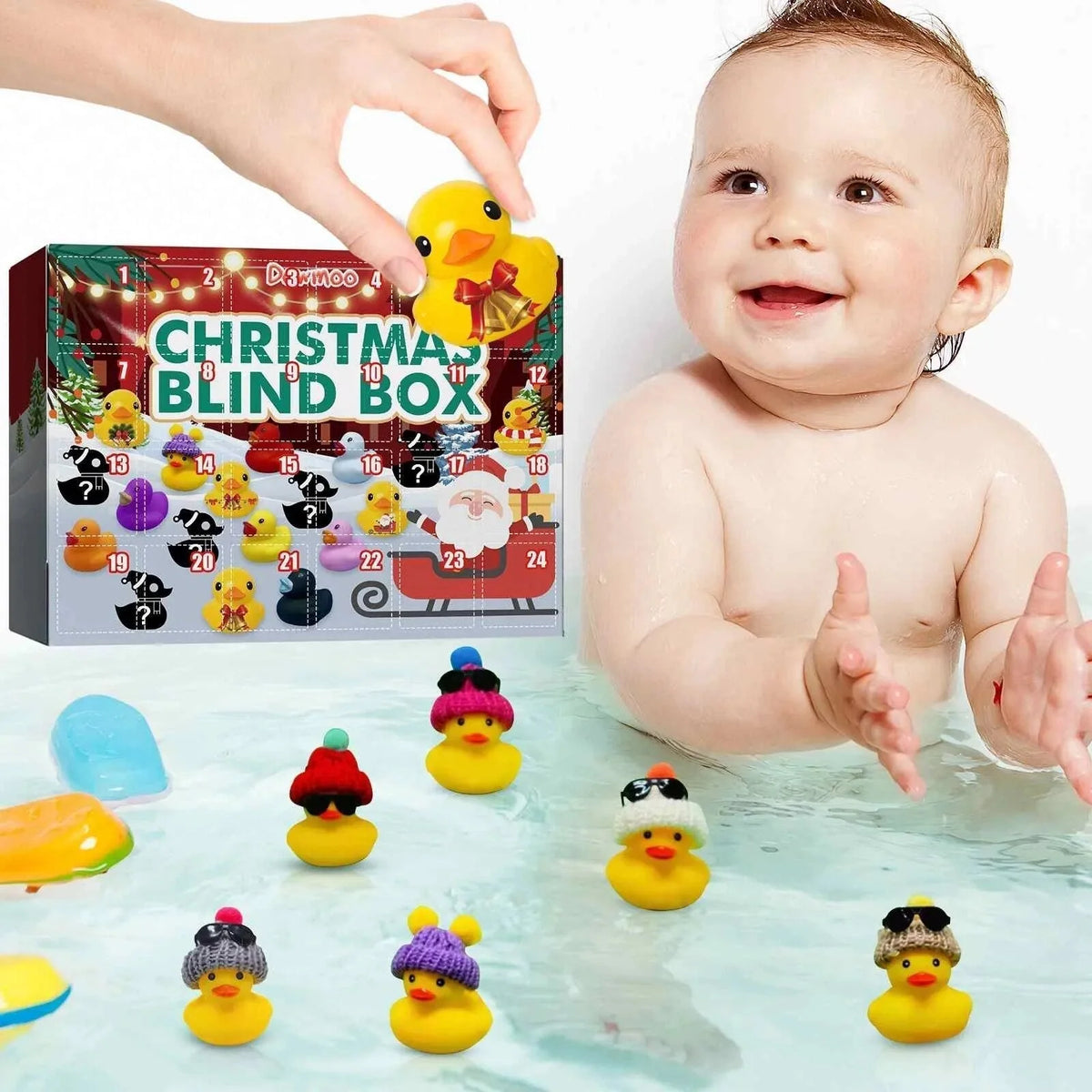 Advent Calendar 24 Christmas Bath Ducks Non-Toxic