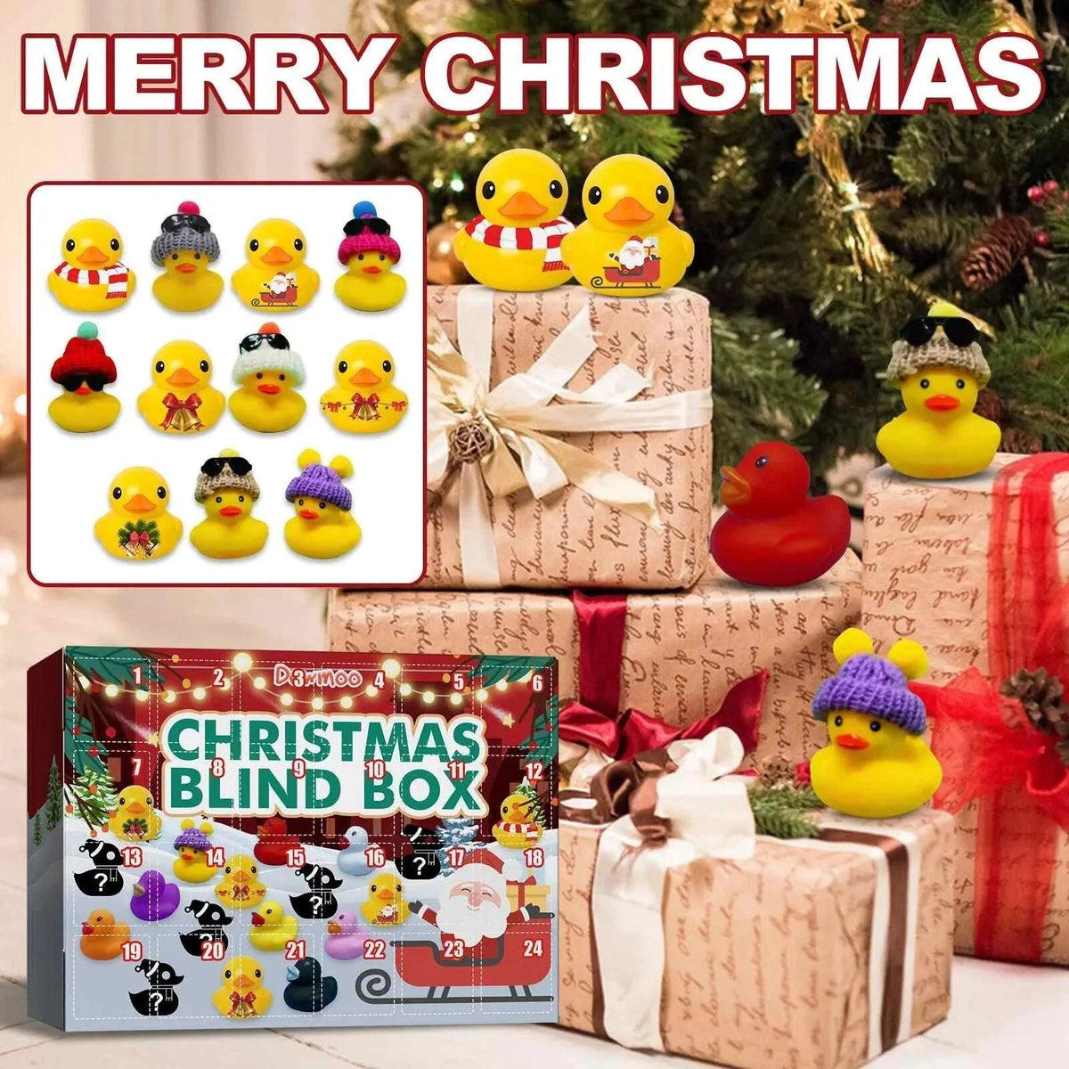 Advent Calendar 24 Christmas Bath Ducks Non-Toxic