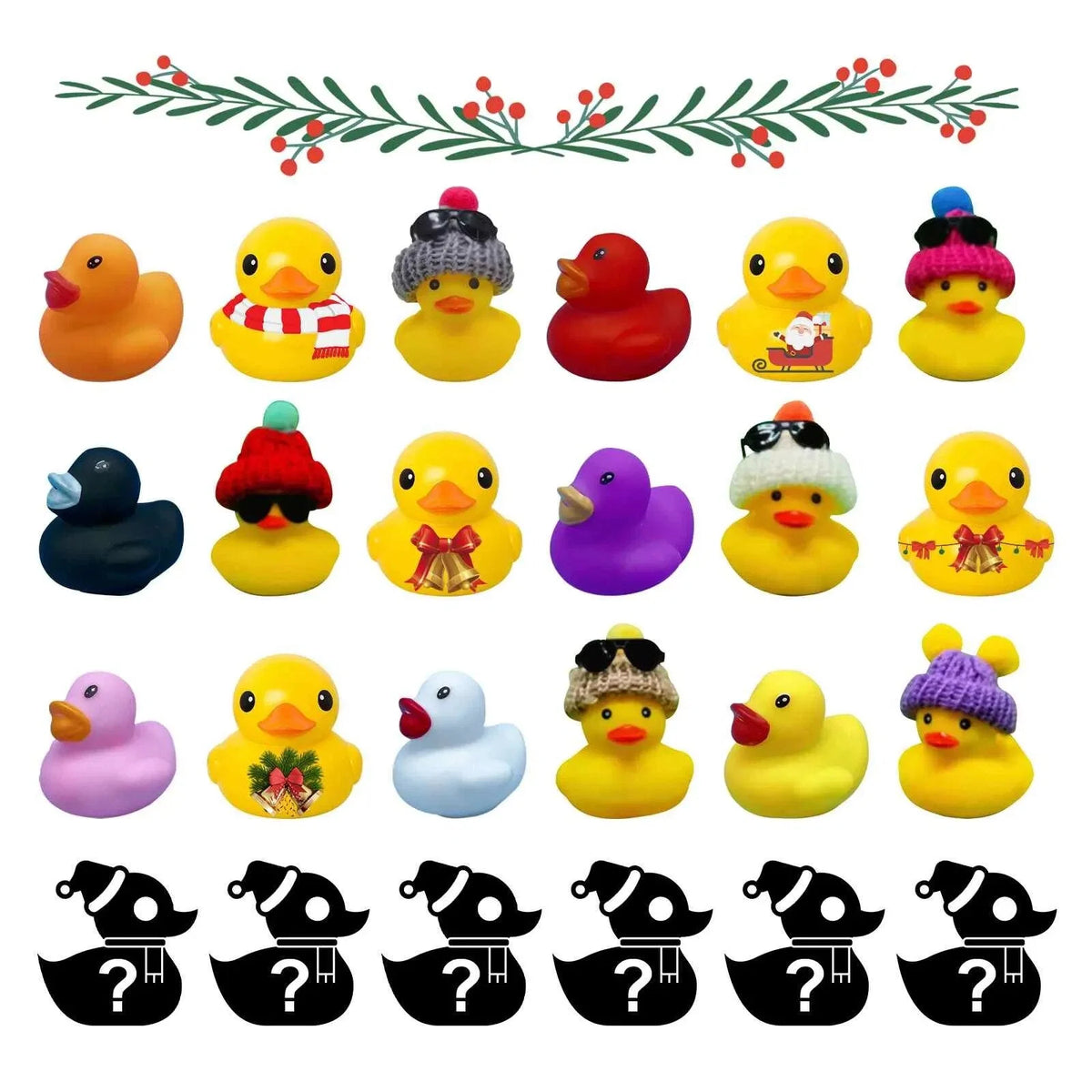 Advent Calendar 24 Christmas Bath Ducks Non-Toxic