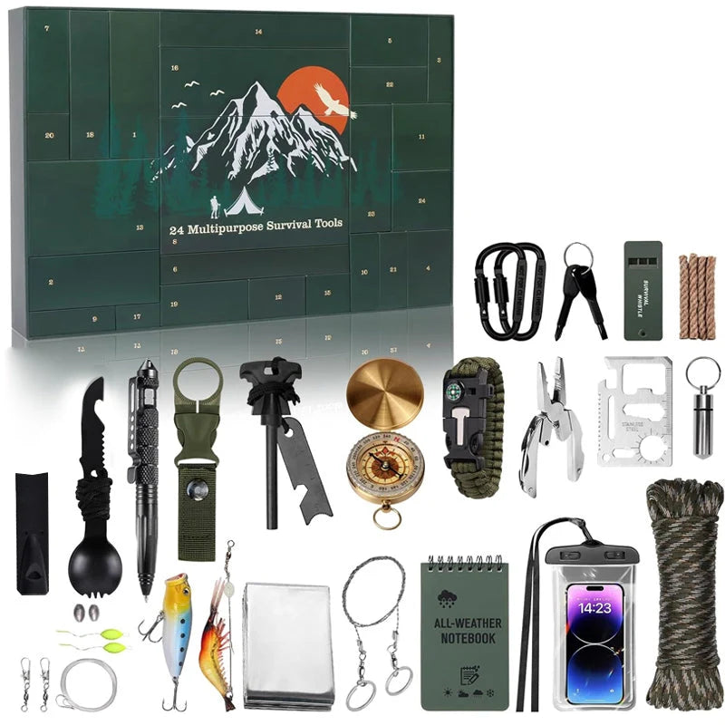 Advent Calendar 24-Day Compact Outdoor Survival Kit